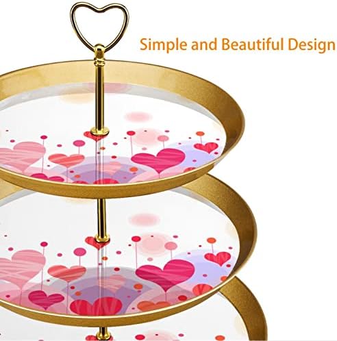 Розова Поставка за Кифли с Шарени Love Shapes за печене, 3-Ярусная Пластмасов Златна Поставка за Торта за Десерт