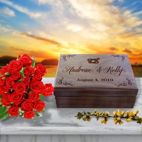 Персонални сватба | Дървени Сватбена кутия | Кутия За спомен От Деня на сватбата | Сватбен подарък С монограм