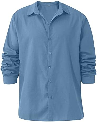Мъжки Бельо Риза с копчета и дълъг ръкав, Ежедневни Памучни спално Бельо, Плажни Ризи, Летни Плажни Върховете