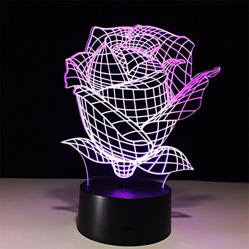 Deerbird® Rose Flower 3D Визуализация, Оптични Илюзии Led Художествена Скулптура Нощни осветителни Тела с Дистанционно