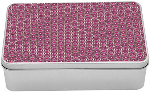 Метална кутия с цветя модел Ambesonne, Цветна Илюстрация на Флорални мотиви и Распускающихся сърцата на розоватых