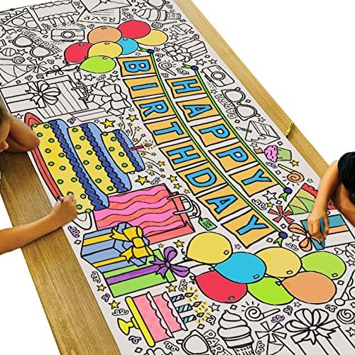 Гигантски Плакат за Оцветяване на Малки Expressions на рождения си Ден - 30 x 72 Инча, Огромен Хартиен Банер-Оцветяване