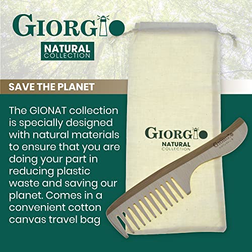 Гребен за разнищване на косата Giorgio GIONAT5 от масивно дърво с удобна дръжка - Гребен с широки зъбци за къдрава