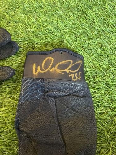 Уилям Контрерас Атланта Брейвз използвал ръкавици за игра вата 2021, подписани ЛОА МЕЙДЖЪР лийг бейзбол, използвани