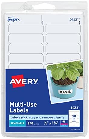 Самозалепващи сменяеми етикети Avery, 0,5 x 1,75 инча, бял, 840 в опаковка (05422)