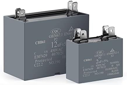 LIDON 2 елемента CBB61 Пусков кондензатор на вентилатора на климатика 450 1,2 icf 1,5 icf 2 icf 2,5 icf 3 icf 3,5 ICF 4 ICF 4,5 ICF 5 UF 6 ICF 6,5 ICF 7 ICF 8 ICF (Размер: 5 icf)