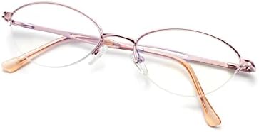 LianSan Овални Прогресивно Многофокусные Очила за четене за Жени в Метална Рамка, Ретро Син Цвят, Блокер Светлина,