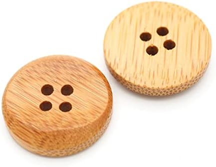 CRAFTMEMORE Бамбукови Копчета с 4 Дупки, Вдлъбната Дървена Пуговица за Шиене на Облекло DIY Crafts A52 (21 mm,