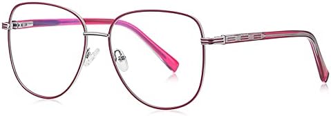 Очила за четене RESVIO за Жени, Мъже Квадратни Модни Метални Квадратни Ридеры Сребристо-Розов Цвят