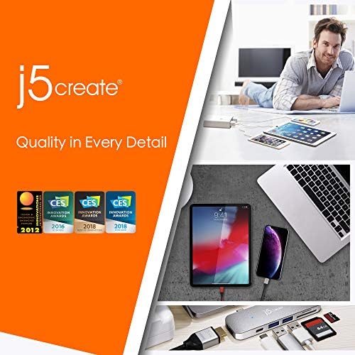 j5create C USB Хъб Кабел-адаптер с 4-в-1 USB Type C до USB 3.0 [x4] Ключът за MacBook, Chromebook, Мобилни телефони,