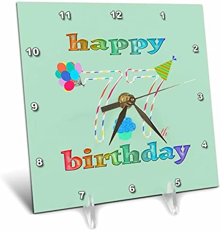 3дРоза с 77-ми рожден ден Торта със Свещ, балони, Шапка. - Настолни часовници (dc_352381_1)