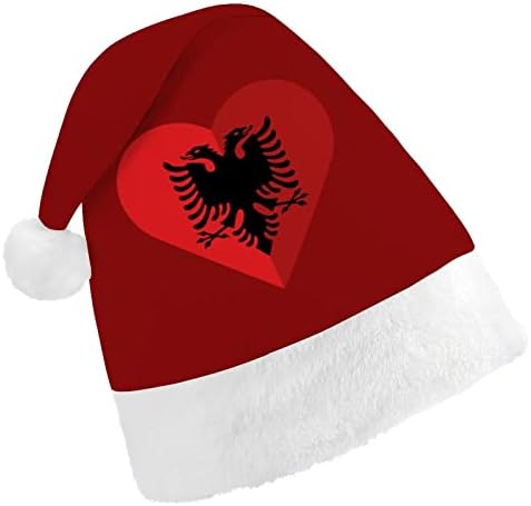 Коледна шапка с плосък флага във формата на сърце, Коледна шапка на Дядо Коледа, забавни коледни шапки, празнични