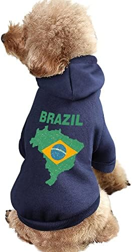 Ретро Флаг Карта Бразилия Качулки за домашни Любимци Мек Топъл Пуловер за Кучета С Набивным Шарени Костюми за