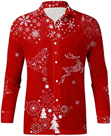 Подарък за Празничен сезон от WOCACHI-Мъжки Коледна Риза, Новост, Грозен Дядо Коледа, Забавна Риза с Копчета