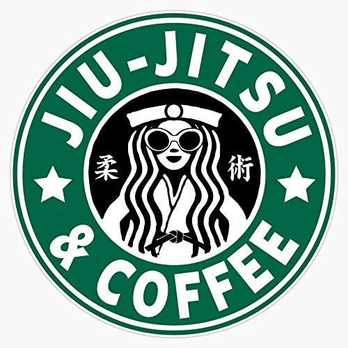 Универсално Джиу-Джицу и кафе - Забавно Стикер за бразилското Джиу-Джицу, Стикер на Бронята, 5 инча
