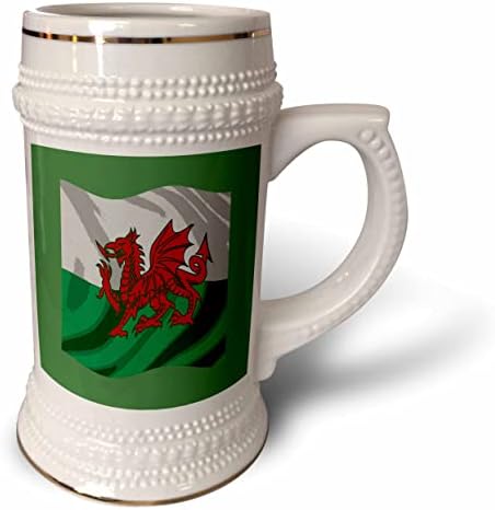 Чаша за стейна 3dRose Y Ddraig Goch Welsh Flag Rugby Union обем 2-22 унция (stn_357388_1)