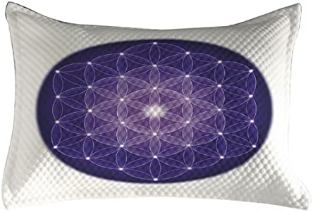 Стеганая Калъфка Ambesonne Geometry, Традиционен дизайн Цвете на живота с мотив във формата на точка звезди,