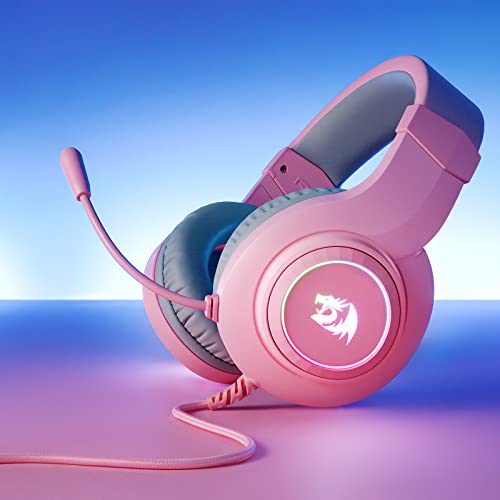 Детска слушалки Redragon H260 RGB с микрофон, Жичен, Съвместима с PS4, PS5, КОМПЮТРИ и лаптопи (розова)