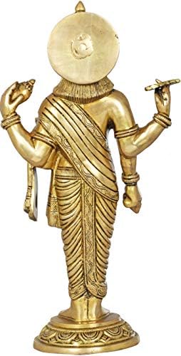 AONA Индия, Латунная статуетка Dhanvantari - Лечител на Боговете - Височина 15 см (Златни, Кралски)