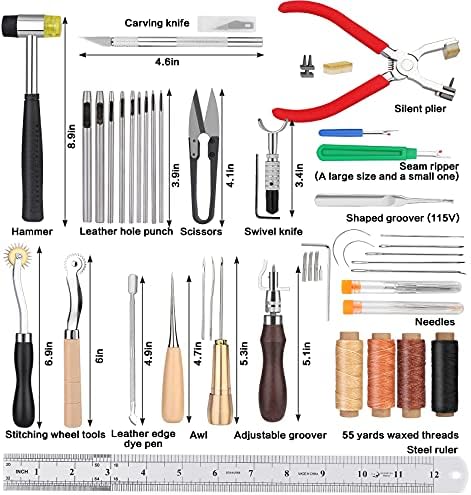 Инструменти за обработка на кожа и Кожена Пони с Кожена Кутия за инструменти Подложка за рязане на Чук Инструменти