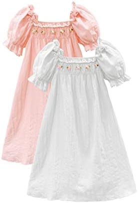 Принцеса рокля за момичета BANGSAUR, Памучен Реколта опаковка от 2 Нощни Ризи, 3-12 години