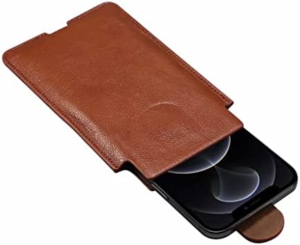 N/A Кожен калъф ултра тънък Мек Мобилен Телефон със щипка за колан, Мъжки Вертикална чанта за смартфони (Цвят:
