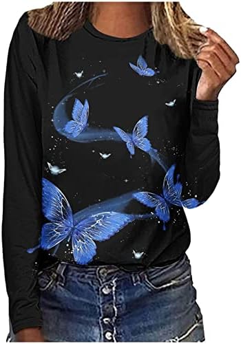 MRGIINRI 2023 Модни Hoody За Жени, Реколта Блуза с кръгло деколте и Цветисти Принтом, Всекидневни Пуловер Свободно