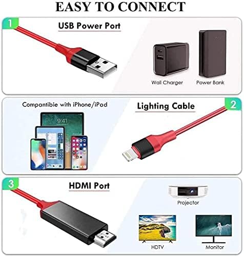 [Сертифициран от Apple Пфи] Кабел-адаптер Lightning-HDMI, жакове за цифров AV синхронизация на Аудио и видео