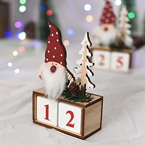 BYBYCD Коледен Календар Мини Декорации За Дома, Фигурки на Дядо Коледа от Бор Коледни Изделия от Дърво (Сив Дядо)