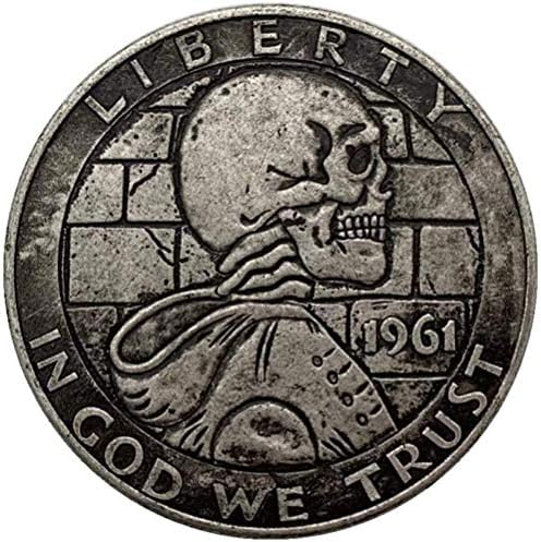1961 Череп Скитник Главата Античен Мед-Стара Сребърна Монета С Релефни са подбрани Монета с Медна и Сребърна