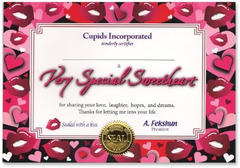 Сертификат Beistle Very Special Sweetheart, 5 x 7, по 6 броя в опаковка