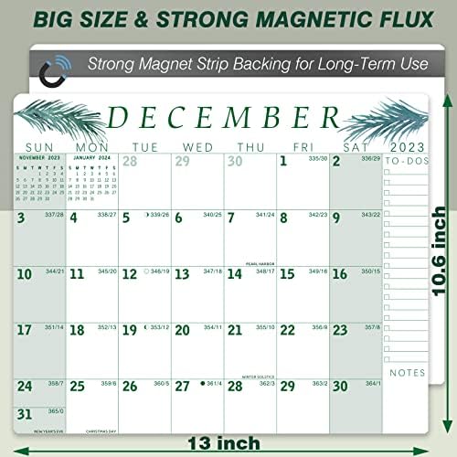 Естетичен Магнитен календар JOYCOLOR 2023 за хладилник - Месечен календар с празници, 13 x 10,6, януари 2023