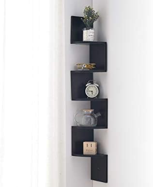 Ъглови рафтове RongFeng с 5-уровневым монтиране на стена, лавица за книги с плаващи рафтове, Декоративни еспресо,