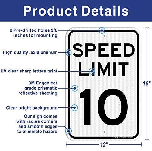 (4 опаковки) Знак за ограничение на скоростта с 10 км/ч, Знакът на забавяне, Пътни знаци, Светоотражающее покритие