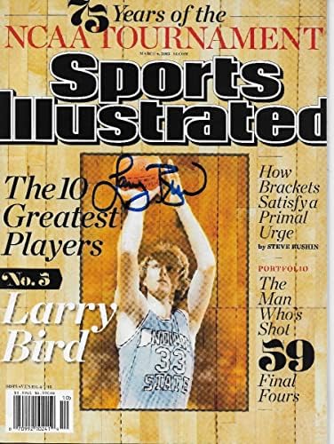Лари Бърд с автограф на Бостън Селтикс Спортс Иллюстрейтед 3/6/13 Свидетел Бекет - Списания НБА с автограф