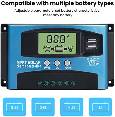 FellDen 50A MPPT Контролер за зареждане на Слънчева Батерия 12 v/24, Проследяване на автоматично фокусиране Регулатор на Заряд на Батерията В Слънчевата Панел Дисплей с Два U