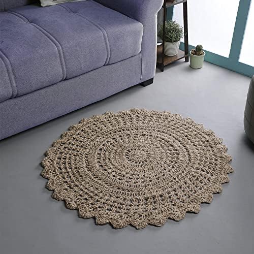 Ръчно изработени килими от Юта Hausattire, свързани на една кука - 3 метра в диаметър, Натурални Мини Подложки