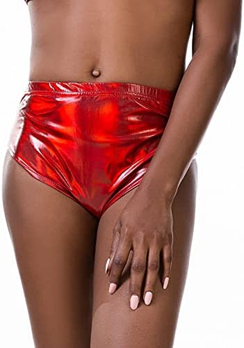 Червени Панталони С Талия, Женски Сексуални Метализирани Шорти, Панталони, Чорапогащи, Златни Къси Кожени Високи