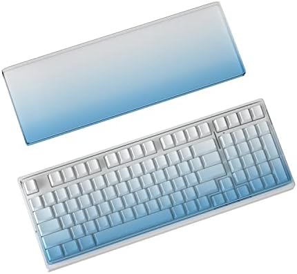 Жичен механична клавиатура YUNZII KC84 Mint 84 (жълт ключ Gateron, мента), Градиент Прозрачна Акрилна защитно покритие на клавиатурата (размер на 75%, или 84 клавиша, синьо)
