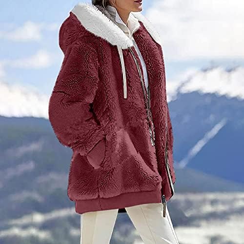 Палтото на Дядо Коледа FOVIGUO, Зимният Клубен Топ с дълъг ръкав за Жени, Класически Удобен Пуховик С качулка,