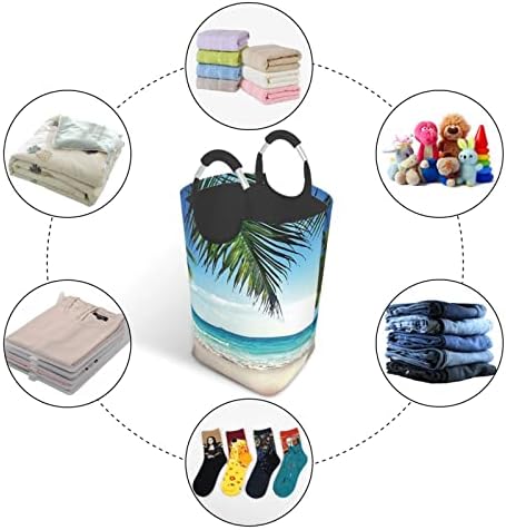 Пакет за мръсни дрехи с тропическа палма в Хавай, Сгъваема, С дръжка, Подходящ За домашно съхранение в гардероба, в банята