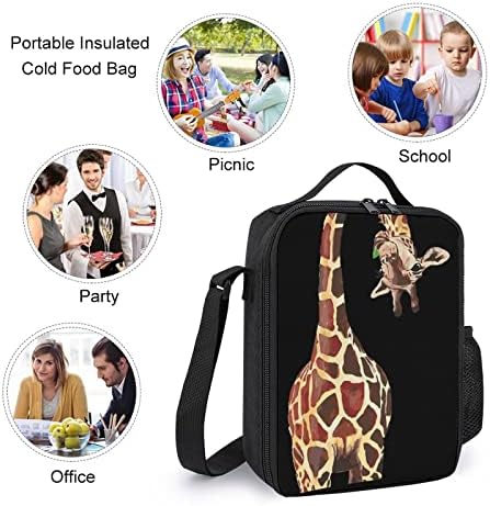 Забавен Жираф Изолирано Чанта за Обяд за Еднократна Употреба Bento Box Чанта-Хладилник за Лед с пагон, за Жени,