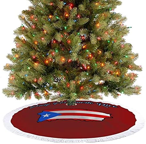 Молете се за Пуерто-Рико, Поли за Коледната Елха, Килим с Ресни за Хелоуин Декорация за Празничната партита