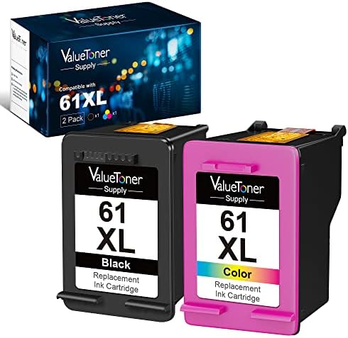 Valuetoner Supply 61XL Мастило Възстановена Заместител на HP 61 XL Мастило касета черен цвят, Комбиниран комплект за HP Envy 5530 4502 4500 OfficeJet 2620 DeskJet 1510 1512 1055 Принтер (1 черна, 1 трицветн?