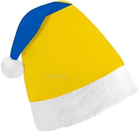 Коледна Шапка на дядо коледа, Коледна Празнична Шапка с Флага на Украйна за Възрастни, Комфортни Коледни Шапки Унисекс за Новогодишна Празнична Носия, Празнична Па