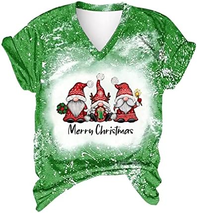 Весела Коледа, Бяла Тениска за Жени, Къс Ръкав, Сладки Коледни Тениски с образа на Джудже, Ежедневни Празнични