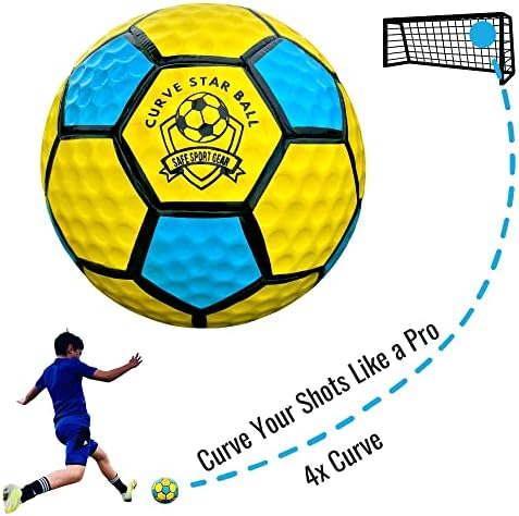 Сигурен спортен топката Curve Star Premium Извита Soccer Ball - Страхотен футболен подарък за деца - Супер смотан футболен симулатор, който помага да научи играчите да налага огъ