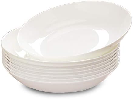 Комплект бели керамични места за хранене чинии RAZZUM Plates, класически пържола, паста за зъби, чиния за салата,
