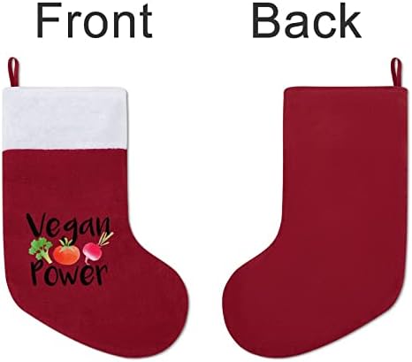 Вегетариански Сила Коледен Отглеждане, Коледна Елха, Висящи Чорапи за Камината, с Къси Плюшени Белезници, Украса