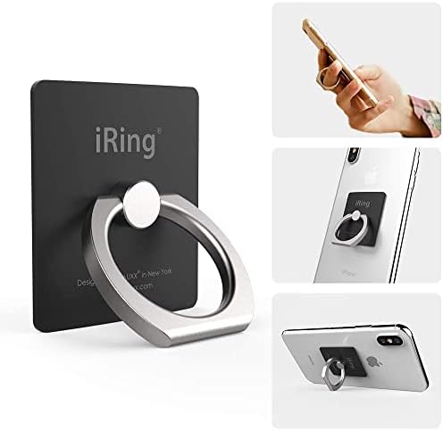 iRing Original, Произведено в Корея, Държач за пръстени за телефон, Стойка за захващане на мобилен телефон, Съвместимо с iPhone, Galaxy, както и други смарт телефони (черен)